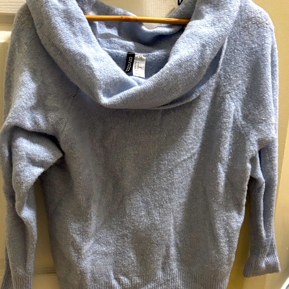 Express Light Blue Cowl Neck Sweater